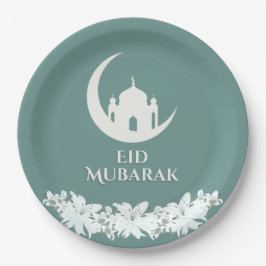 Eid Mubarak 1447 Hijri Crescent Moschee Design Pappteller
