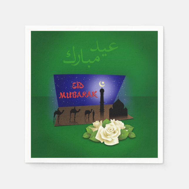 Eid Mubarak 3D Gruß - Paper Napkin Serviette (Vorderseite)
