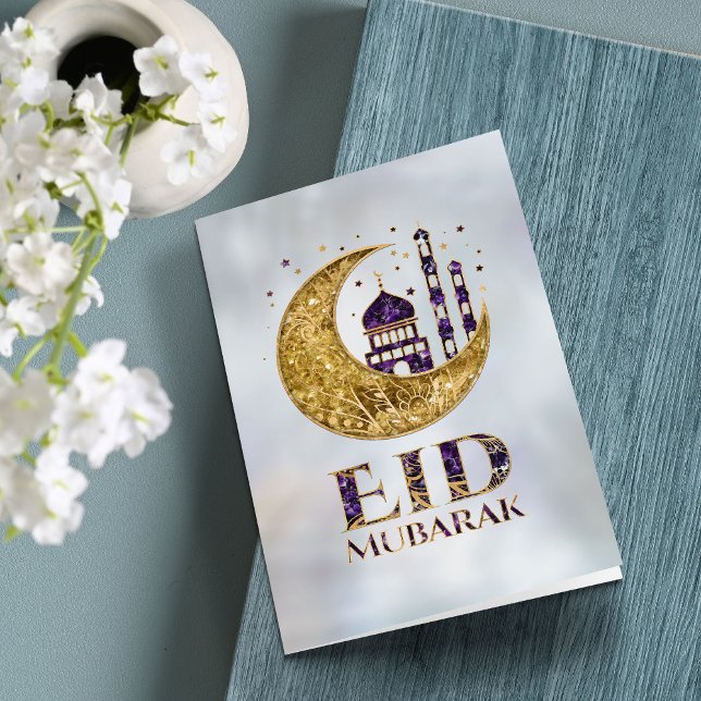 Eid Mubarak — Amethyst, Perl und Gold Karte (Von Creator hochgeladen)