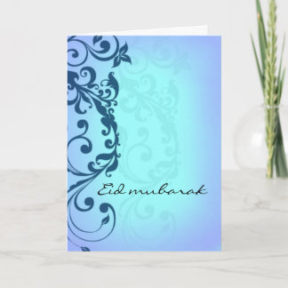 Eid Mubarak - blaue Grußkarte Feiertagskarte