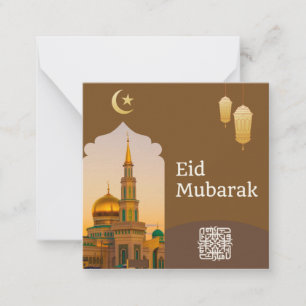 Eid Mubarak Brown und Gold mit anpassbarem Text Mitteilungskarte