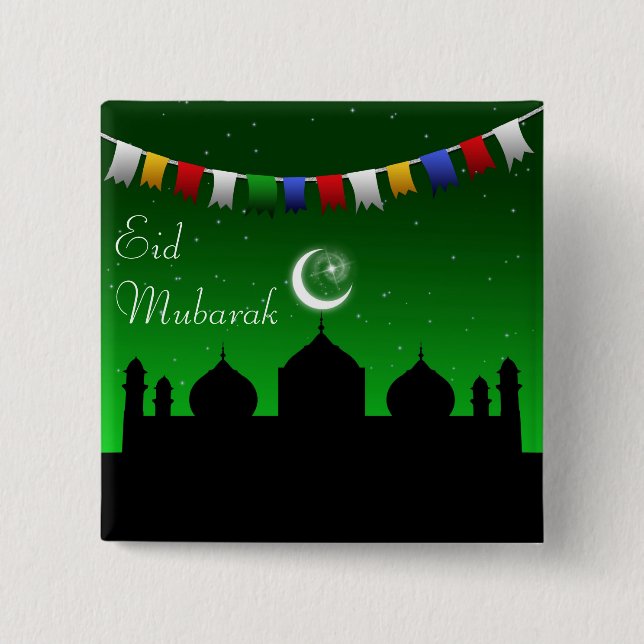 Eid Mubarak bunte Girlande Button (Vorderseite)