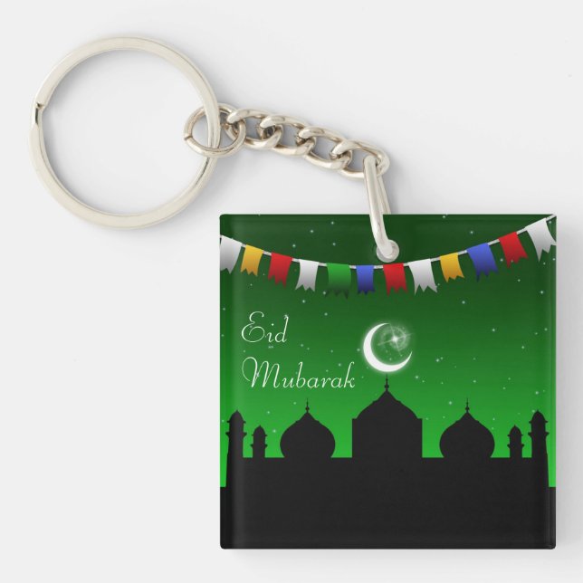 Eid Mubarak bunte Girlande Schlüsselanhänger (Vorderseite)