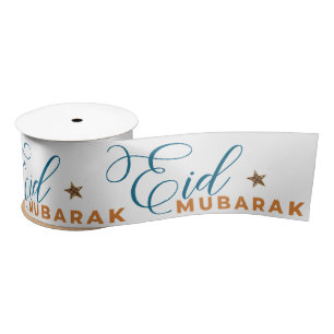 Eid Mubarak Calligraphy Moon Islamic Satinband