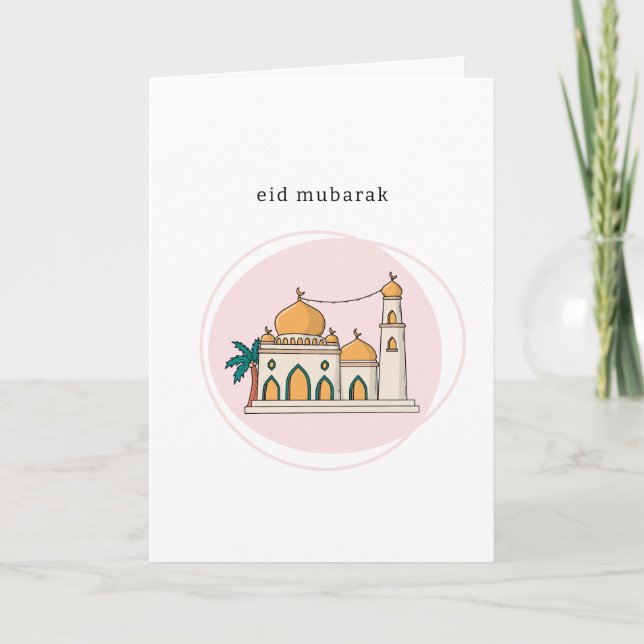 Eid Mubarak Card | Moderne Kunst der Moschee Karte (Vorderseite)