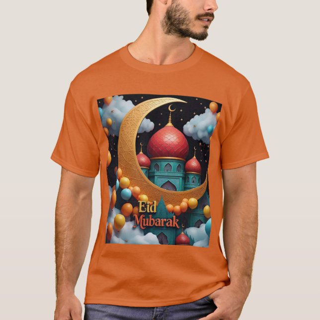 Eid Mubarak Celebration with Balloons Mens Tshirt (Vorderseite)