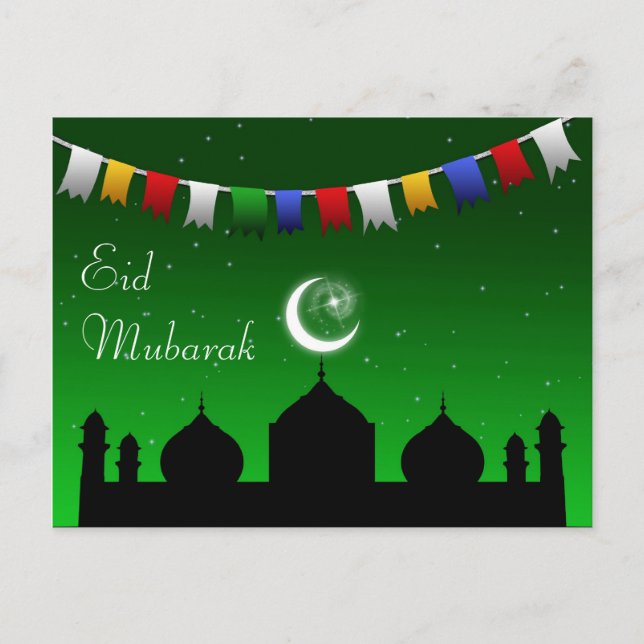 Eid Mubarak Colorful Garland Postkarte (Vorderseite)