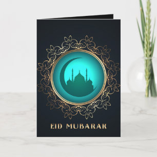 Eid Mubarak Crescent Moschee Golden Blue Black  Karte