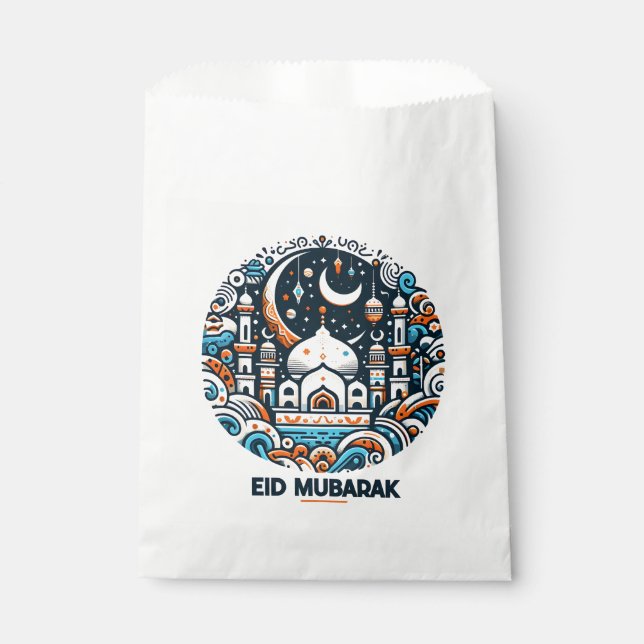 Eid Mubarak Dekoriert Crescent Farbenfrohe Halsban Geschenktütchen (Vorderseite)
