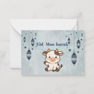 Eid mubarak, Eid ul adha Kuh lustiger Witz blaue F Mitteilungskarte