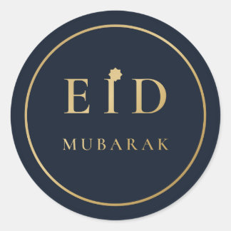 Eid Mubarak Eleganter Navy-Gold-Aufkleber Runder Aufkleber