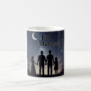 Eid Mubarak Family Silhouette schwarz Kaffeetasse