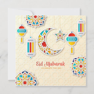 Eid Mubarak farbenfrohe Crescent Holiday Card Feiertagskarte