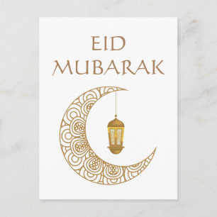 Eid Mubarak Feier Goldener Halbmond Laterne Postkarte