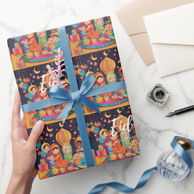 Eid Mubarak Festival Scene Wrapping Geschenkpapier (Schenken)