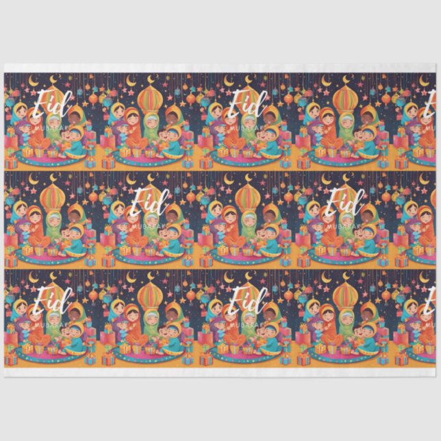 Eid Mubarak Festival Scene Wrapping Geschenkpapier Seidenpapier (Vorderseite)