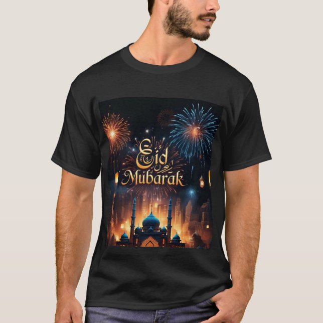 Eid Mubarak Fireworks Celebration Mens Tshirt (Vorderseite)