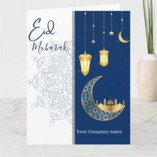 Eid Mubarak /Firmenname in Blau Grüße Karte