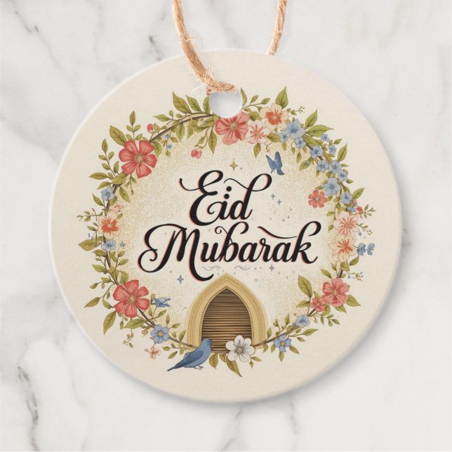 Eid mubarak Floral Gift Tag Geschenkanhänger (Vorderseite)