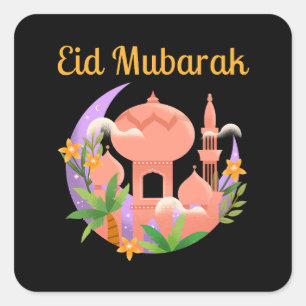 Eid Mubarak Floral Quadratischer Aufkleber