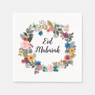 EID MUBARAK FLORAL WREATH NAPKINS SERVIETTE