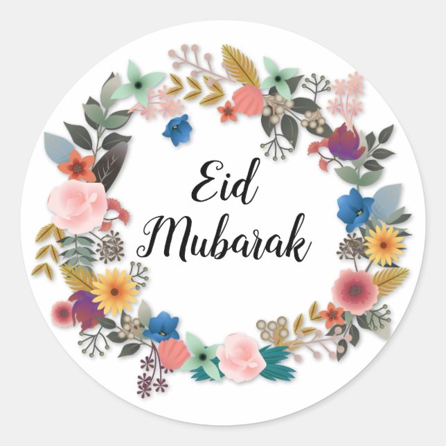 EID MUBARAK FLORAL WREATH STICKER (Vorderseite)