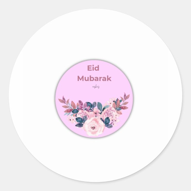 Eid Mubarak Floraler Rund Sticker (Vorderseite)