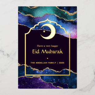 Eid Mubarak Galaxy und Gold Achat Folien Feiertagskarte
