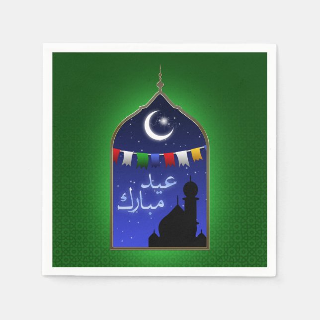 Eid Mubarak Garland Moon Serviette (Vorderseite)