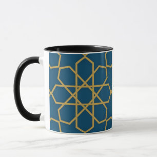 Eid Mubarak Geometric Design Blue Tasse