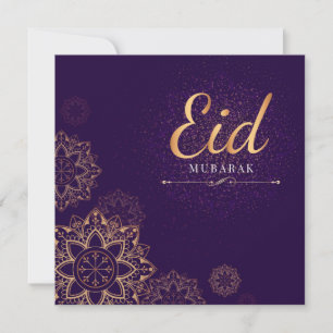 Eid Mubarak Gold Lila Floral Feiertagskarte