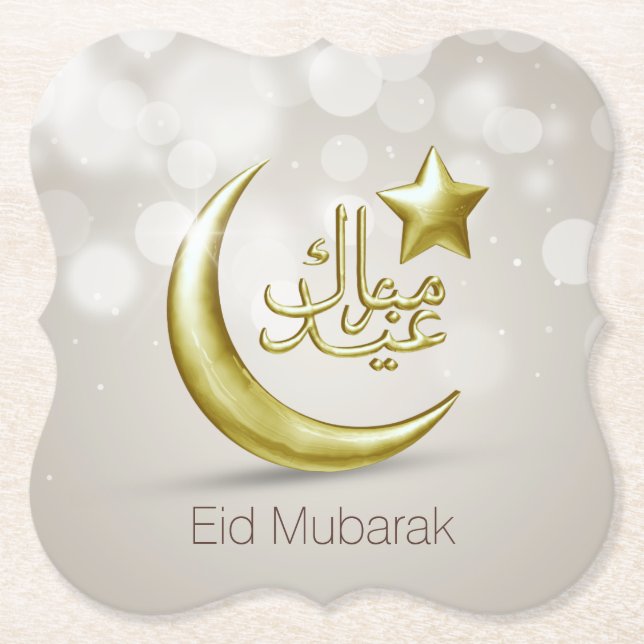 Eid Mubarak Gold Moon Star - Paper Untersetzer (Vorderseite)