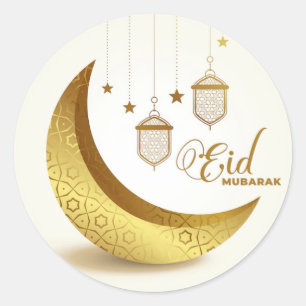Eid Mubarak Gold Mubarak Runder Aufkleber