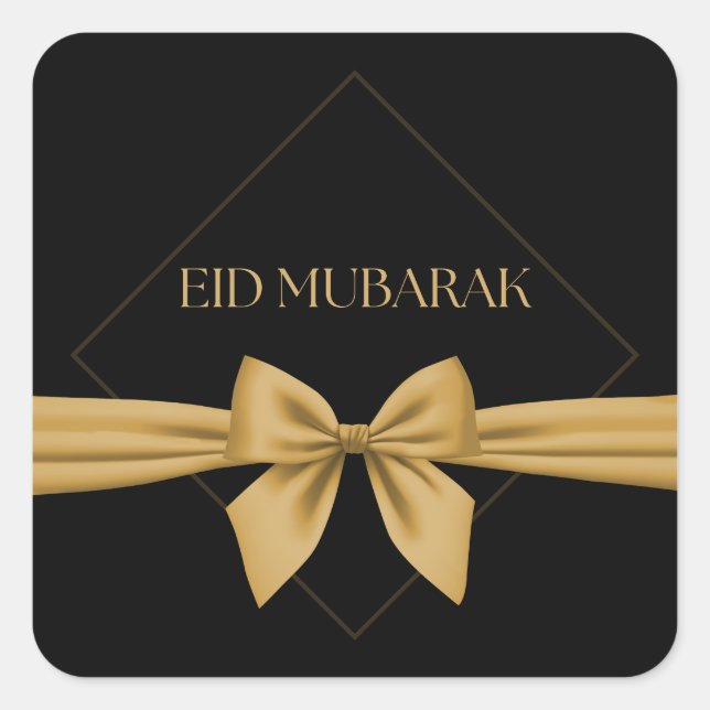 Eid Mubarak Goldband Quadratischer Aufkleber (Vorderseite)