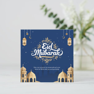 Eid Mubarak Golden & Blau  Karte