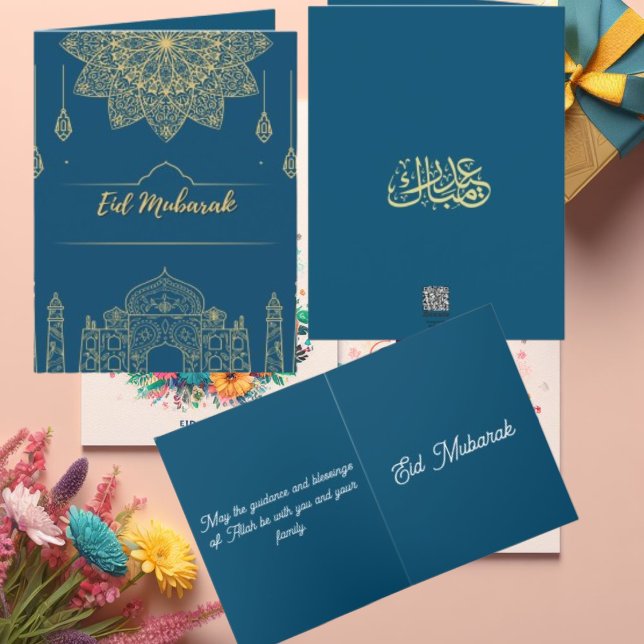 Eid Mubarak Golden Blue Card Ankündigung (Von Creator hochgeladen)