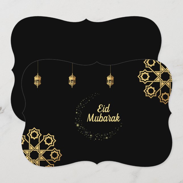 Eid Mubarak Golden Customizing Einladung (Vorne/Hinten)