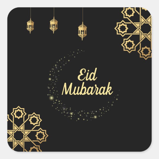 Eid Mubarak Golden Customizing Quadratischer Aufkleber (Vorderseite)
