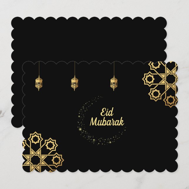 Eid Mubarak Golden Einladung (Vorne/Hinten)
