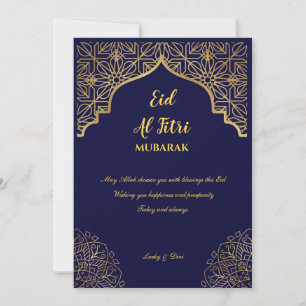 Eid Mubarak Golden Mandala Navy Blue Holiday Feiertagskarte