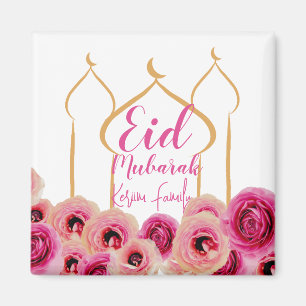 Eid Mubarak Golden Moschee Rose Blossom Lila Magnet