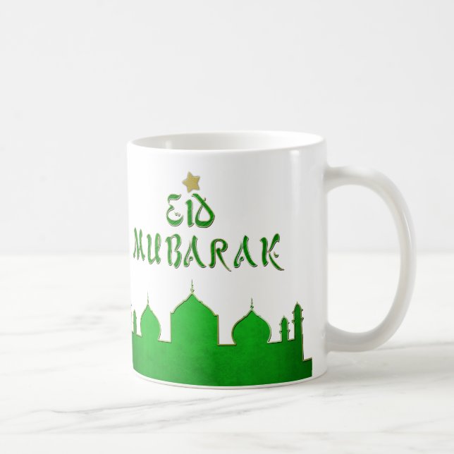 Eid Mubarak Green Gold Moschee Kaffeetasse (Rechts)