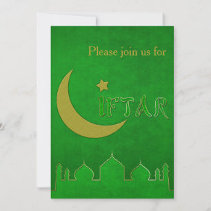 Eid Mubarak Grüne Goldene Moschee - Iftar-Einladun Einladung