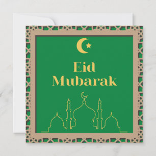 Eid Mubarak grüner Hintergrund mit 3D-Effektrahmen Einladung