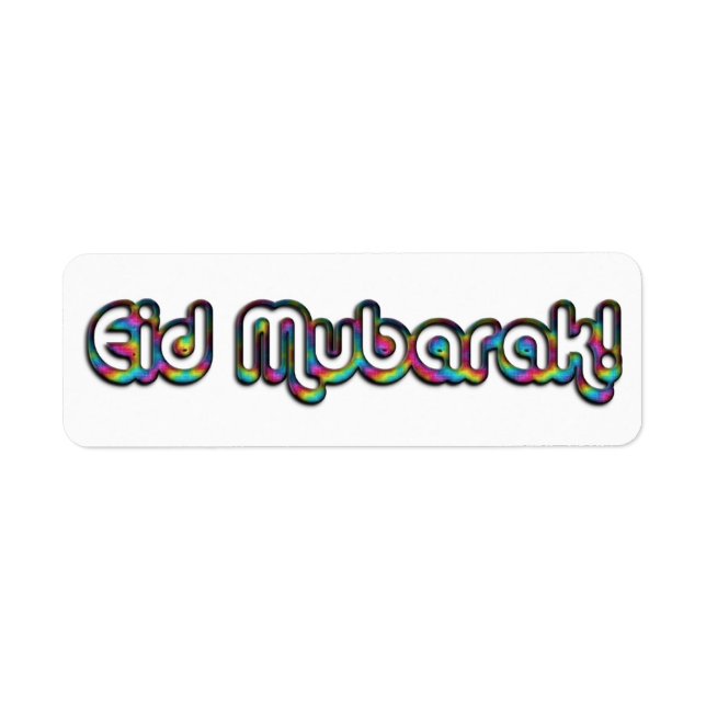 Eid Mubarak Gruß Regenbogenfarben Typografie (Vorne)
