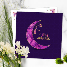 Eid Mubarak - Happy Eid - Amethyst Crescent Feiertagskarte