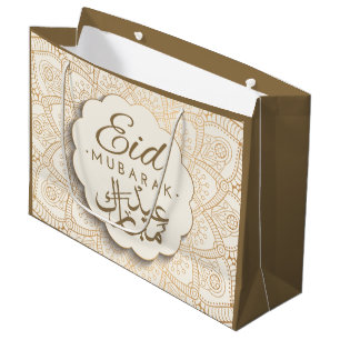 Eid Mubarak Happy Eid Golden Calligraphy Mandala Große Geschenktüte