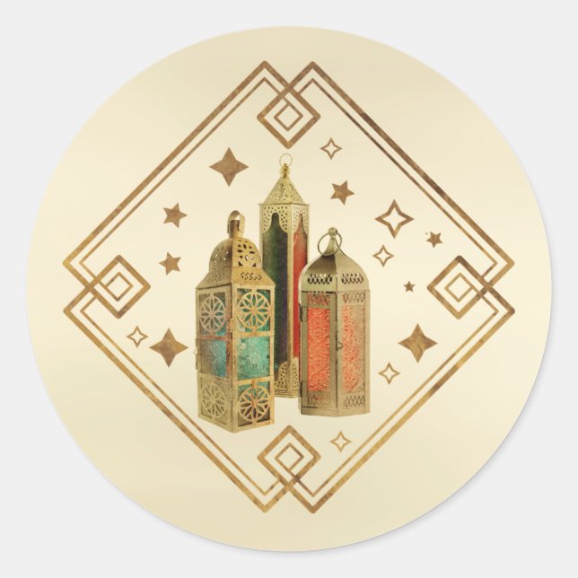Eid Mubarak - Happy Eid Runder Aufkleber (Vorderseite)
