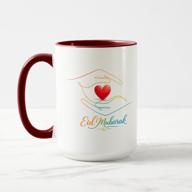 Eid Mubarak Herz Line Art Combo Tasse (Links)