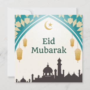 Eid Mubarak im weißen Hintergrund Einladung